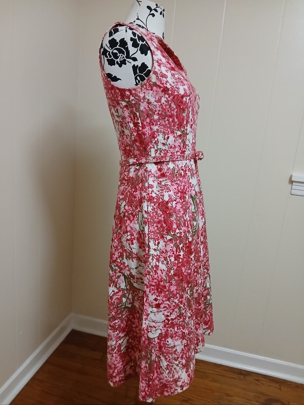 Talbots Linen Floral Sleeveless Midi Dress with Belt - Picture 6 of 12
